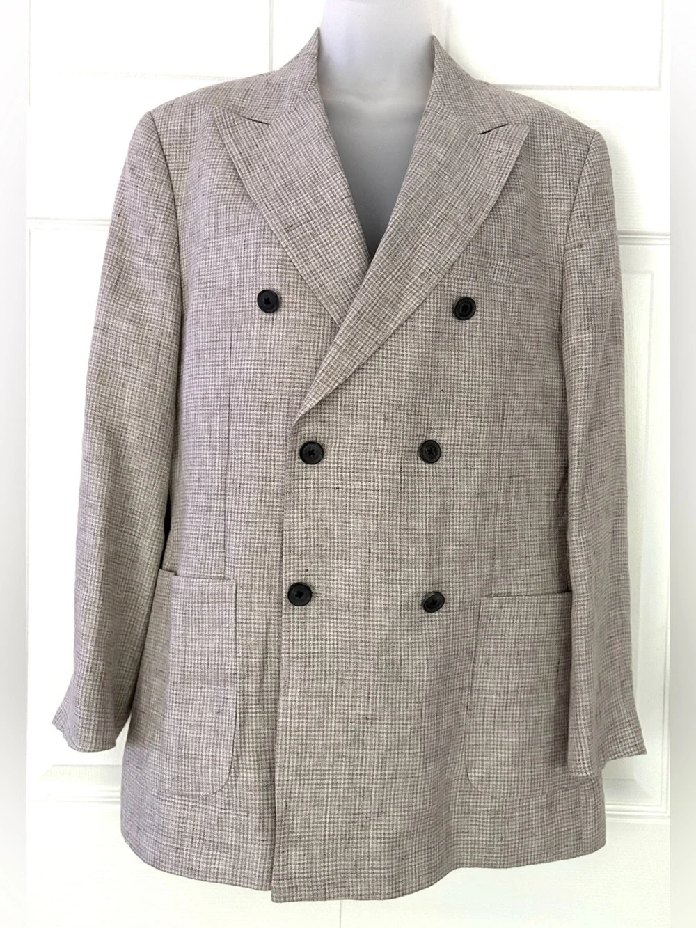 Reiss Blazer Angel Slim Fit Puppytooth Blazer Oatmeal Beige size 40